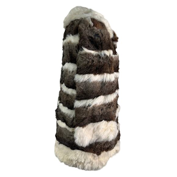 VINTAGE 60s/70s Striped Rabbit Fur Coat M/L - Totally Wearable! - Picture 3 of 15
